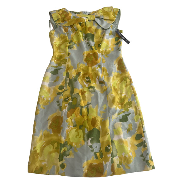 Isabella Demarco Dresses & Skirts - NWT $159 Isabella Demarco Women sz 8 Blue Yellow Floral bowtie Medi Knee Dress